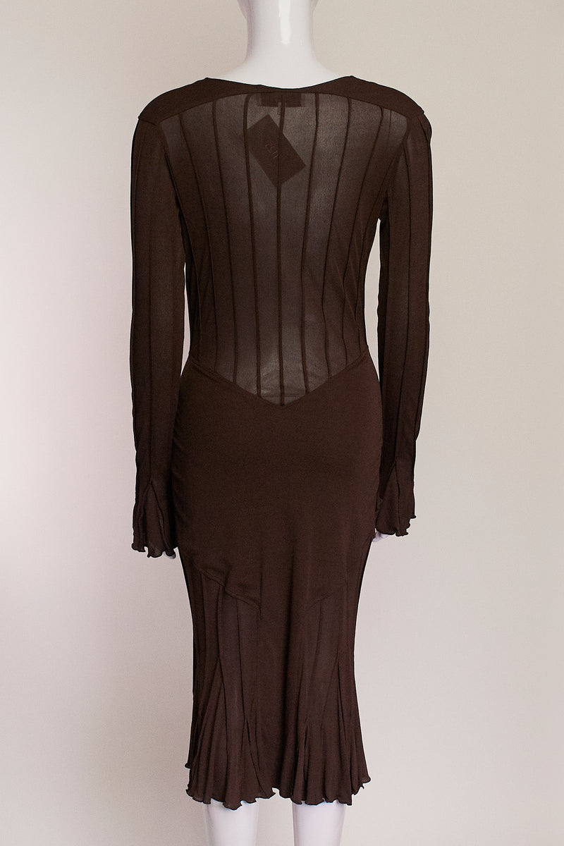 YSL Long Sleeve Brown Cocktail Dress – Collectif Consignment