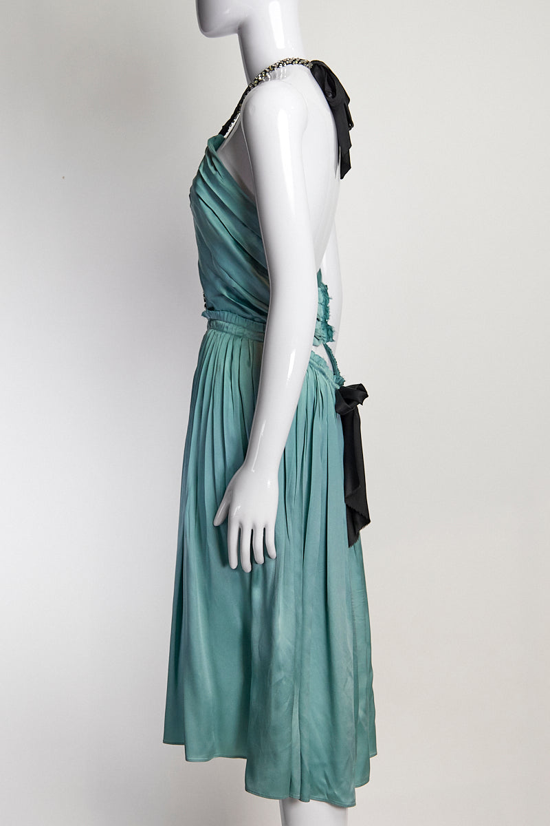 Chloe Teal Cutout Dress with Jewel Details IT40 FR36