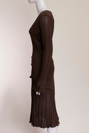 YSL Long Sleeve Brown Cocktail Dress
