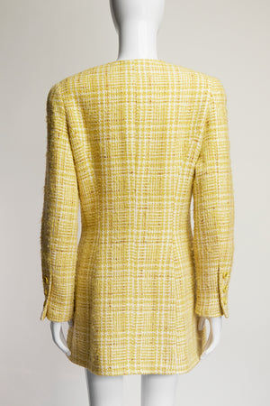 Chanel Boutique Vintage long Yellow Tweed Jacket