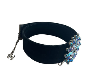 Chanel Multi-Coloured Stone Belt Black Velvet  85/34