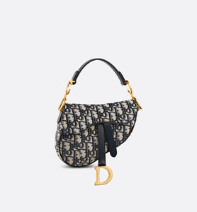 Dior Mini Saddle Bag with Strap Blue Dior Oblique Jacquard - Women