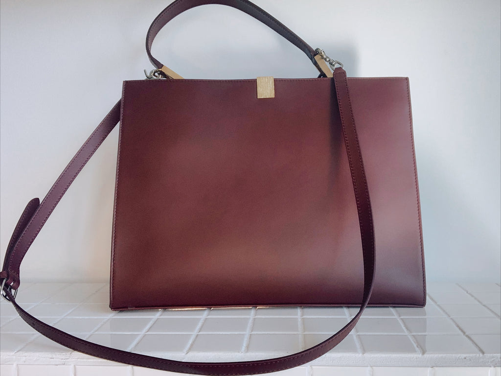 BALENCIAGA Burgundy Le Dix Cabas Tote Bag