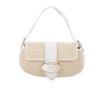 FENDI Selleria Straw Flap Bag