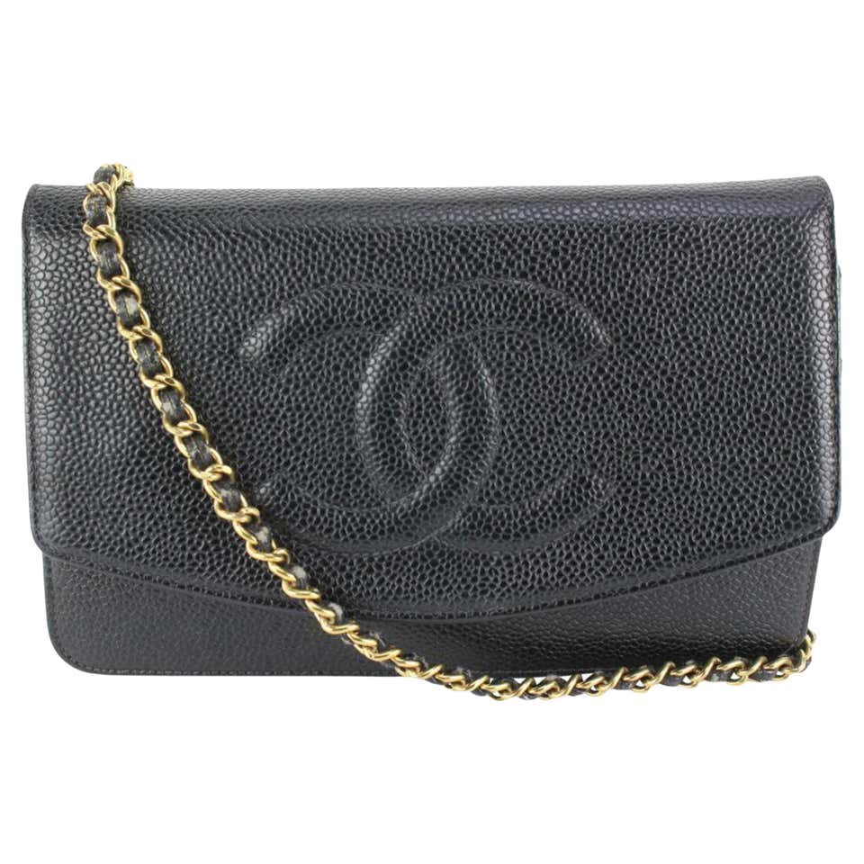Chanel Black Caviar Leather Wallet on a Chain