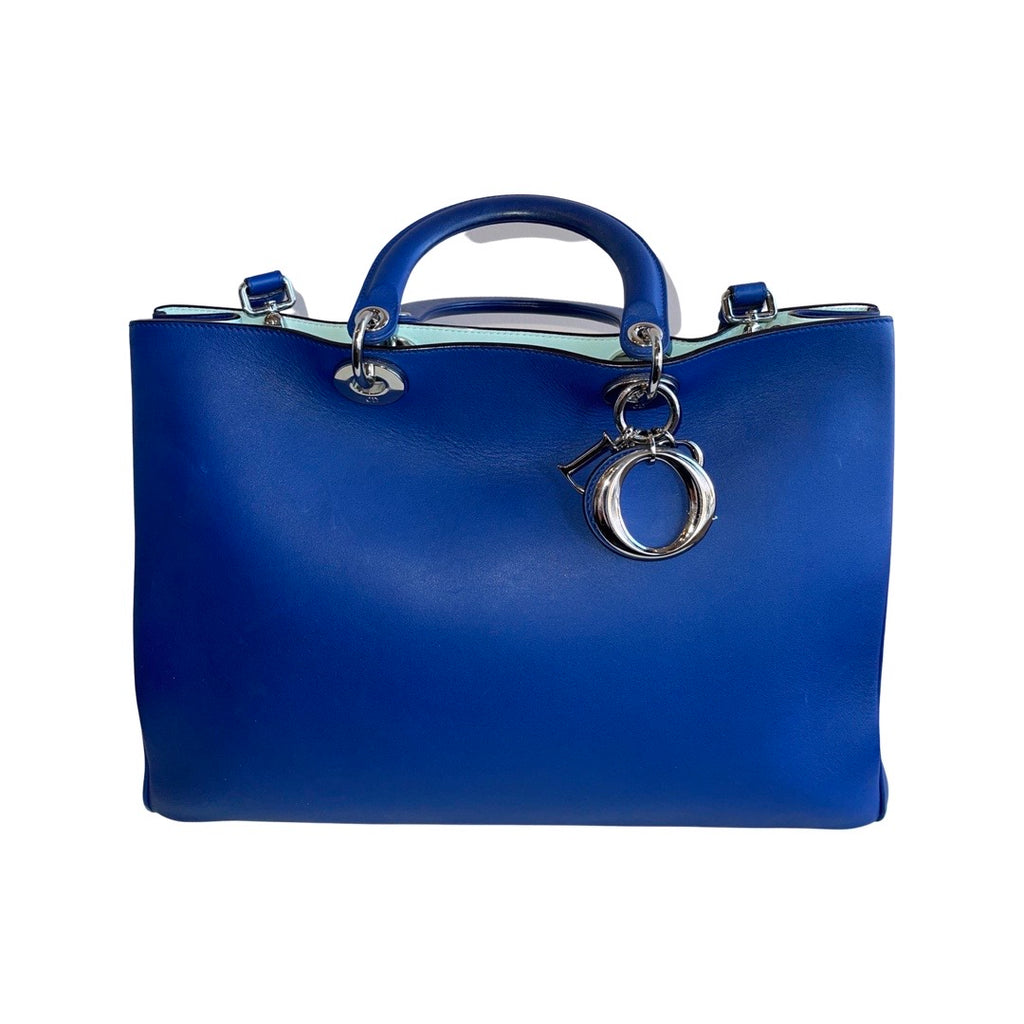 DIOR Diorissimo Royal Blue Leather Tote Bag