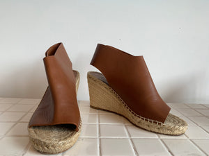 Celine Leather Espadrille Wedge Sandals