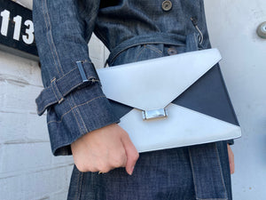 Celine White/Black Diamond Clutch