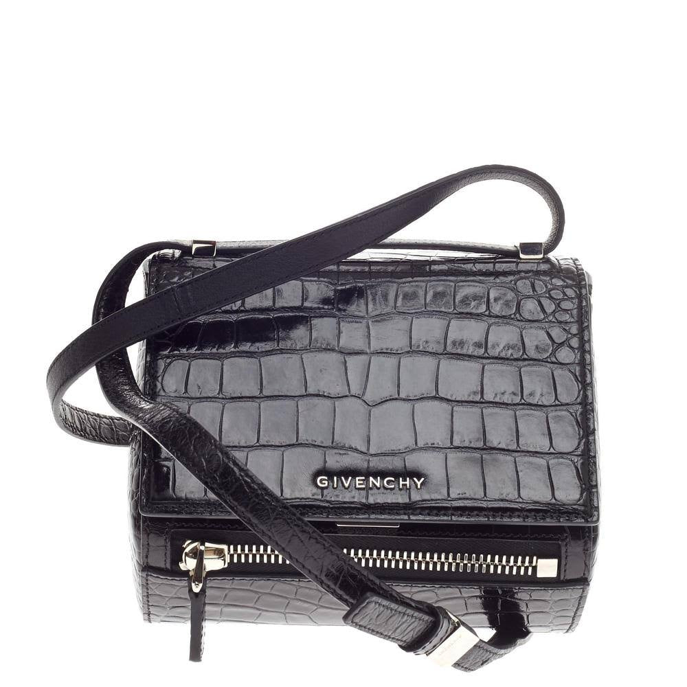 Givenchy Pandora Box Crocodile Embossed Messenger Bag