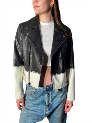 Alice + Olivia Cody Leather Cropped Moto Jacket