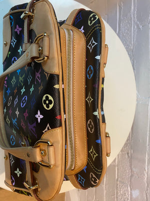 Louis Vuitton Monogram Multi-Color Black Two Strap Claudia Handbag