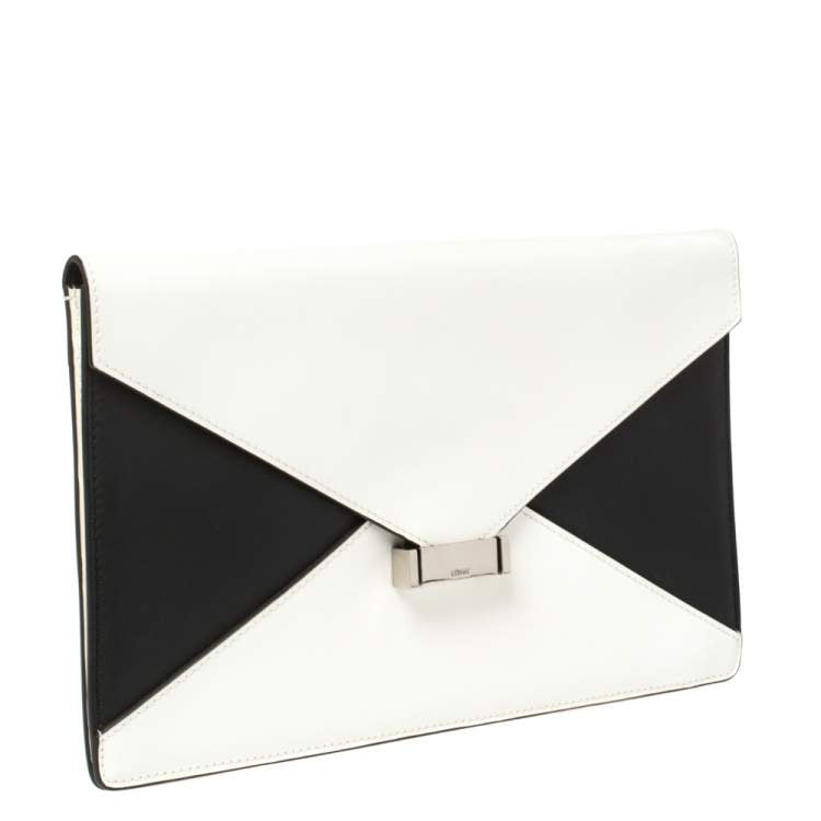 Celine White/Black Diamond Clutch